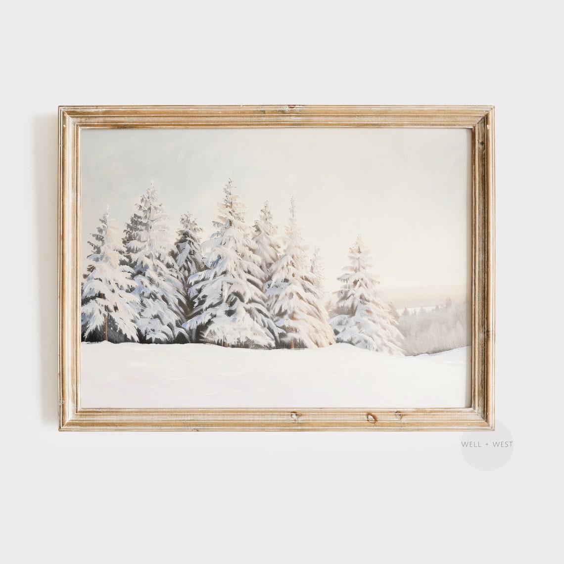 Snowy Pine Forest Winter Landscape Vintage Christmas Wall Art Poster