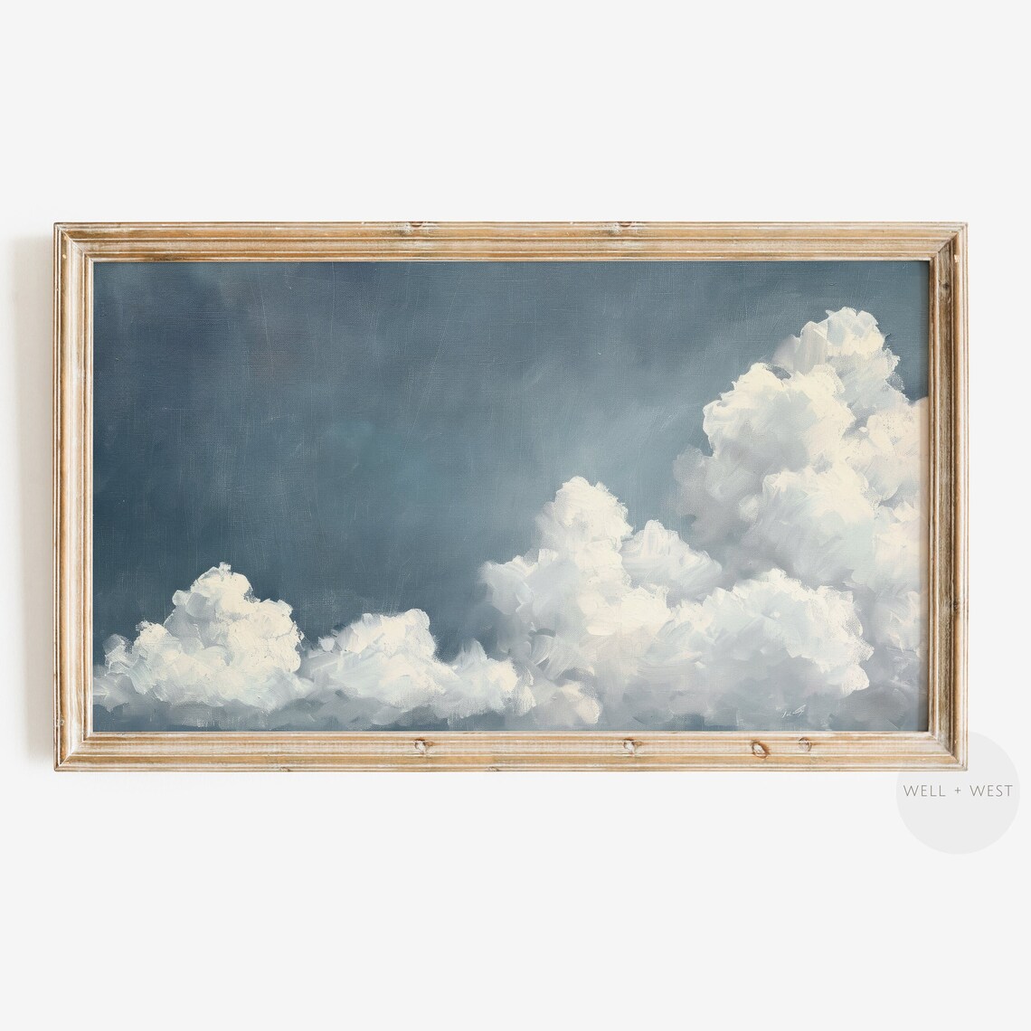 Cloudy Blue Sky Vintage Style Sky Art Print