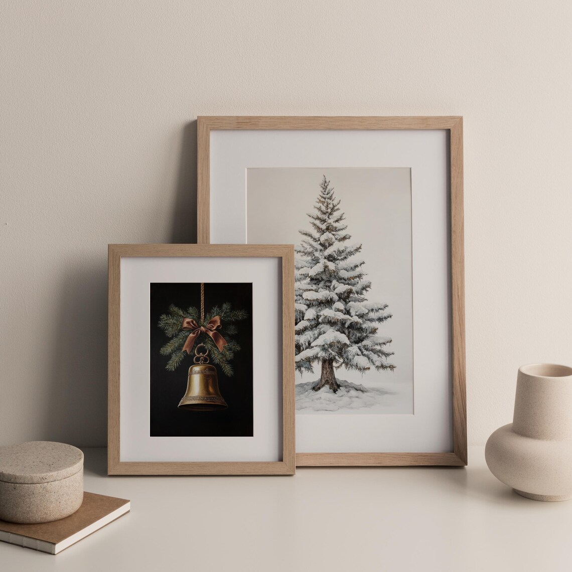 Winter Forest Art Print, Neutral Vintage Holiday - Image 3