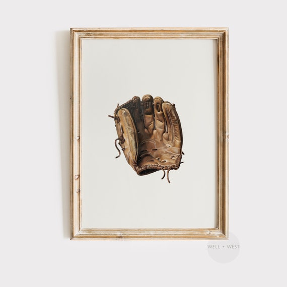 Baseball Glove Vintage Style Art Print, Nursery Decor
