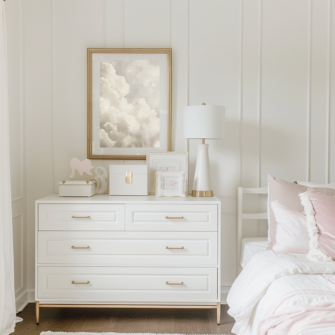 Cloud Oil Painting Neutral Sky Print, Vintage Farmhouse - Image 3