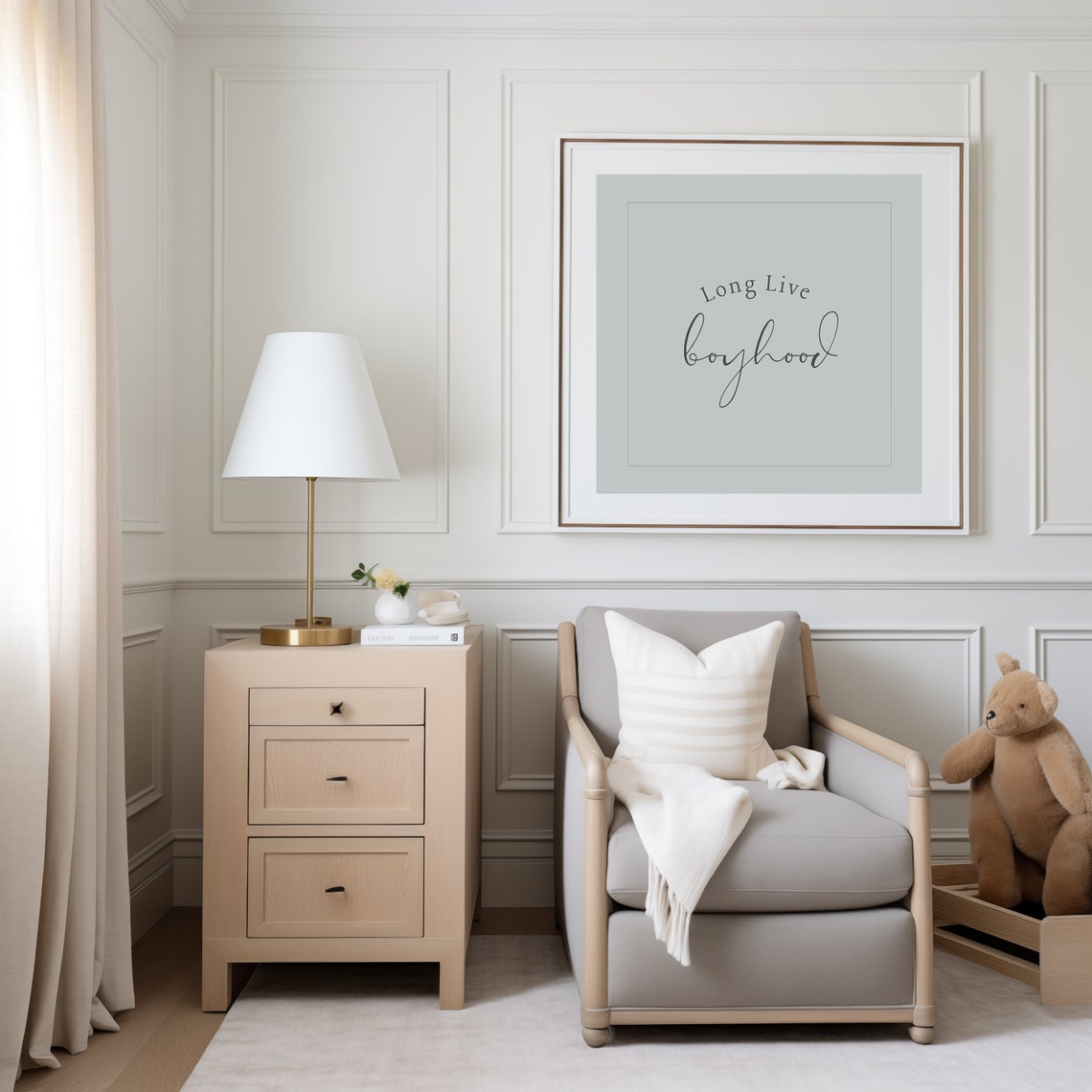 Long Live Boyhood Script Quote Nursery Boys Room Decor Art Print - Image 3