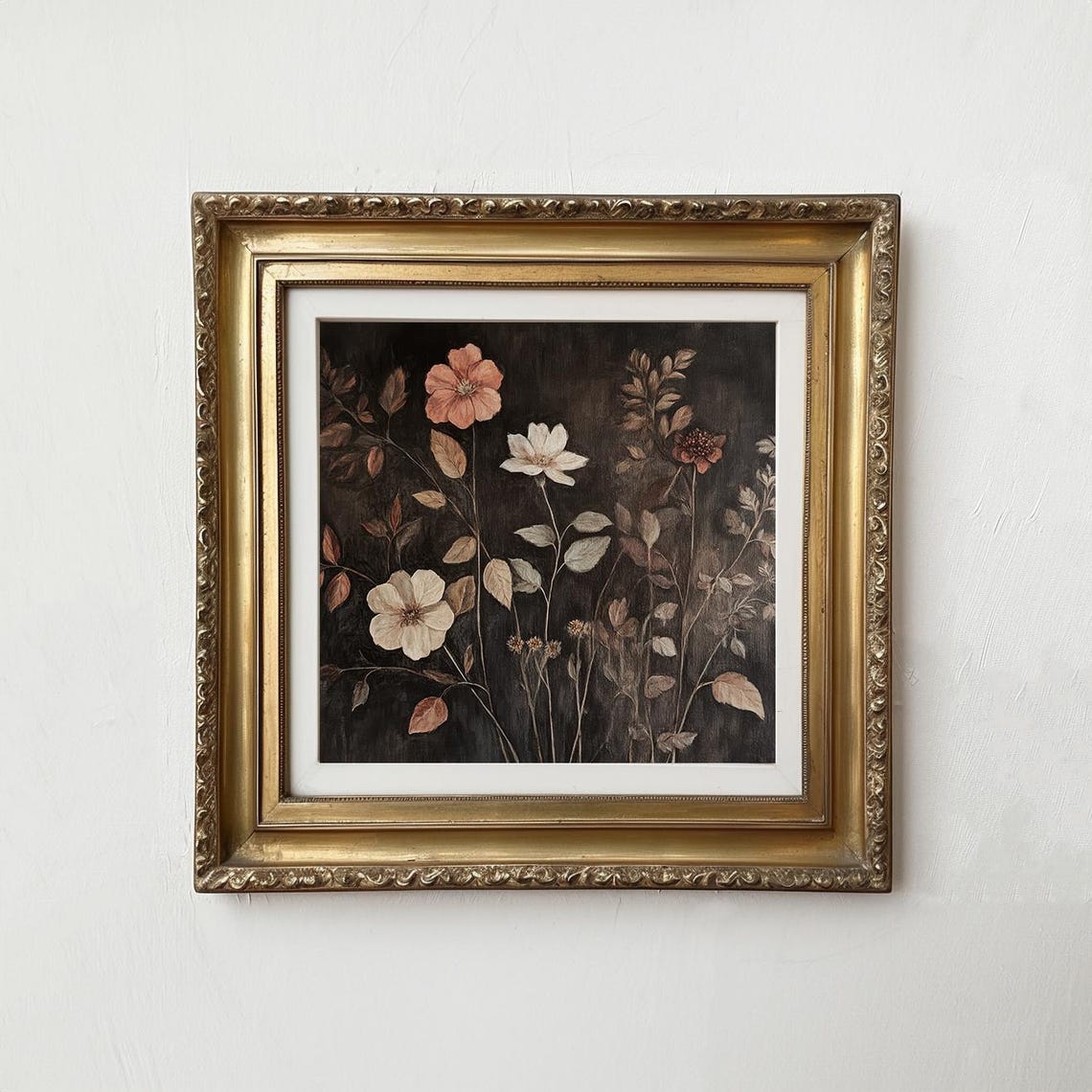 Rustic Wildflowers Dark Moody Botanical Fall Vintage Art Print - Image 4