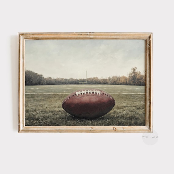Football Vintage Style Field Painting, Boys Room Art