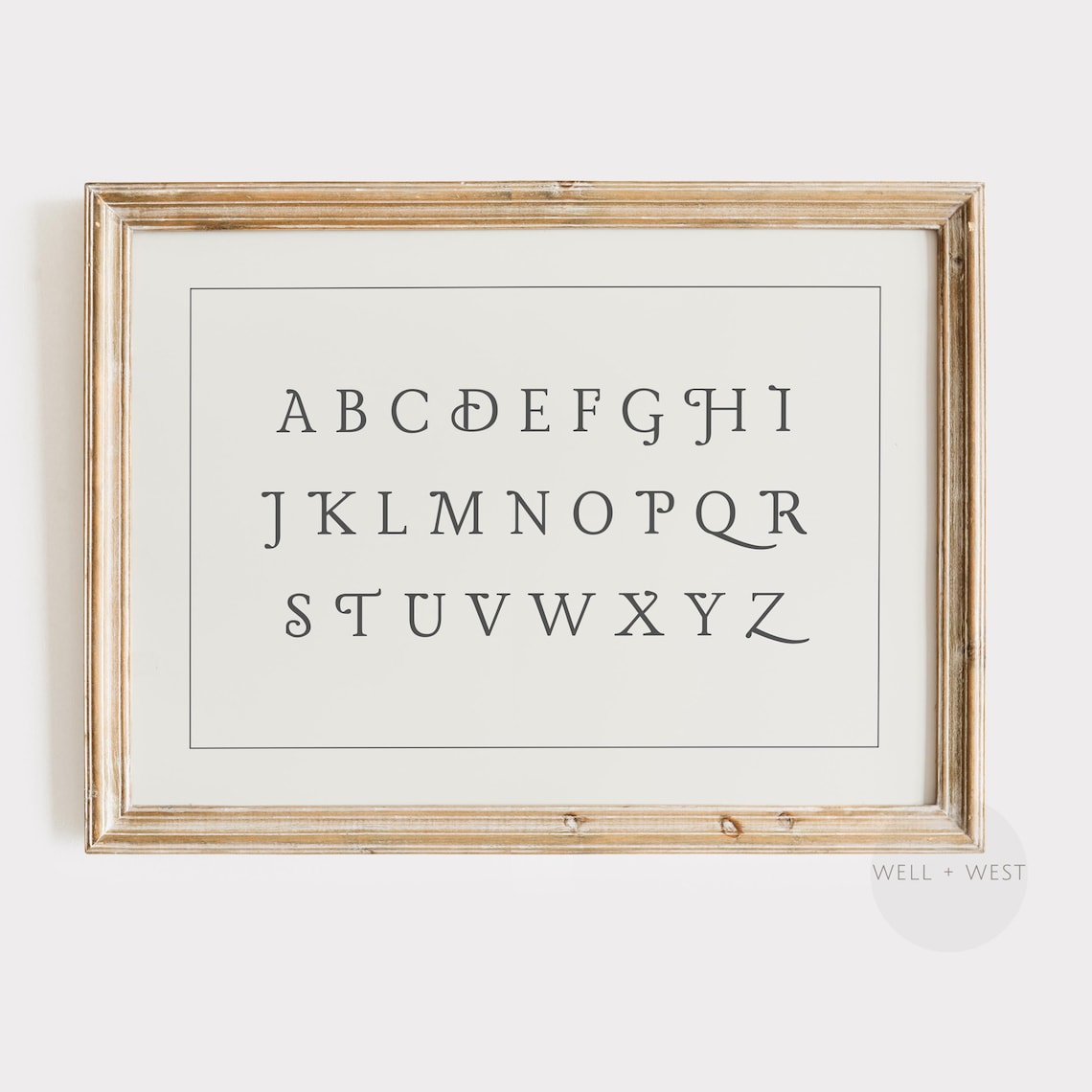 Beige Alphabet Wall Art, Vintage Nursery Art Print