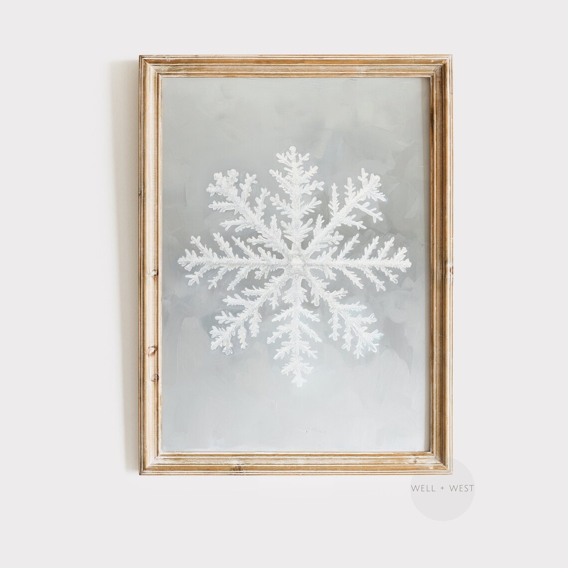 Snowflake Print, Vintage Holiday Farmhouse Decor