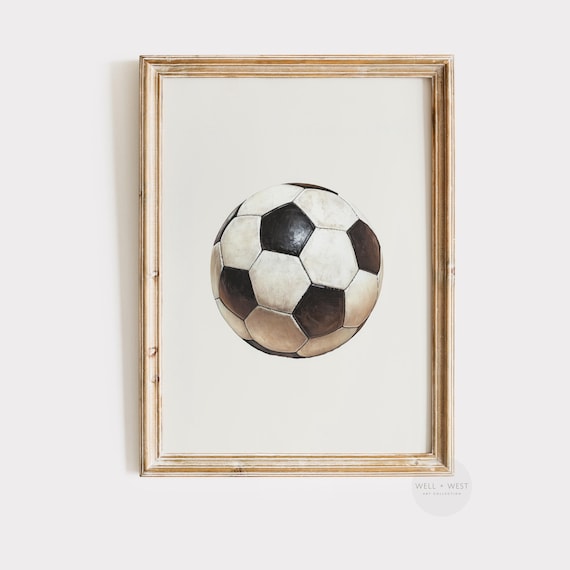 Soccer Ball Vintage Style Art Print, Nursery Decor