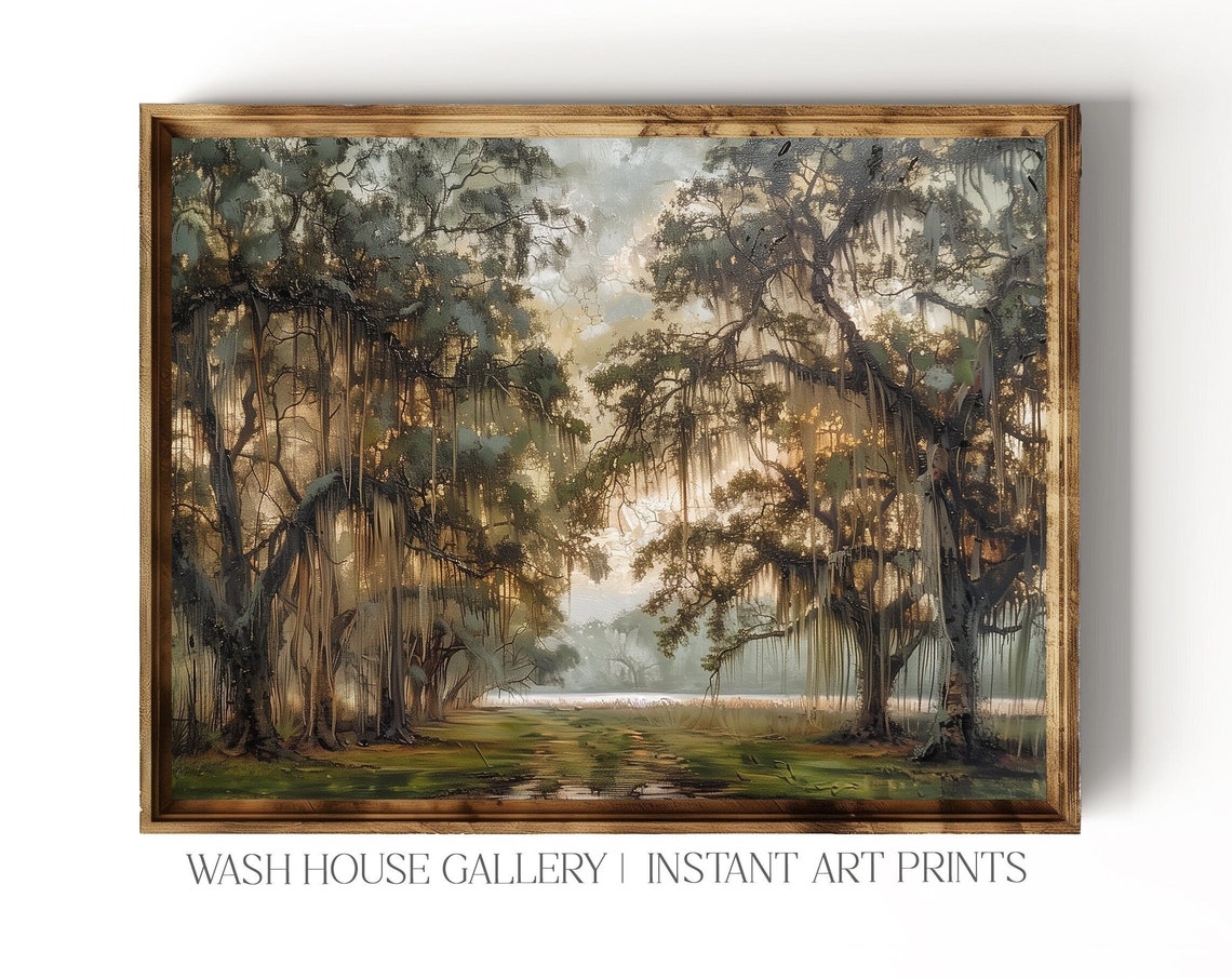 Live Oaks Painting Print Charleston Wall Art Savannah Georgia Avenue Of Oaks Print Southern Wall Art Cottagecore Live Oak Wall Art