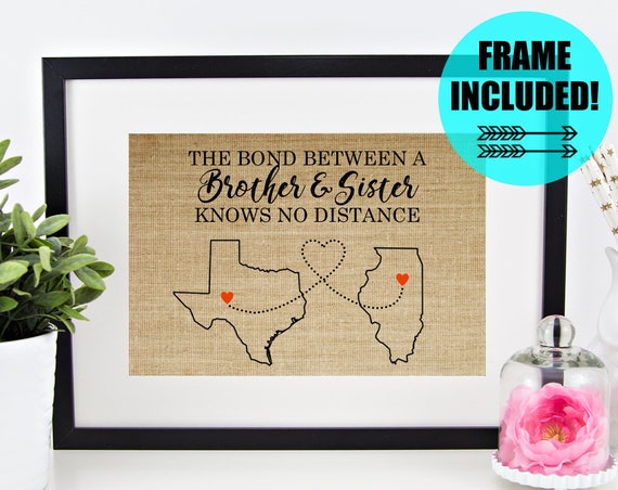 Frame Included Brother Gift From Sister Gift From Brother Sister Gift Personalized Sibling Gifts For Brother Long Distance Relationship Art