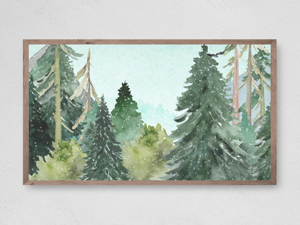 Christmas The First Snow Watercolor Art Print