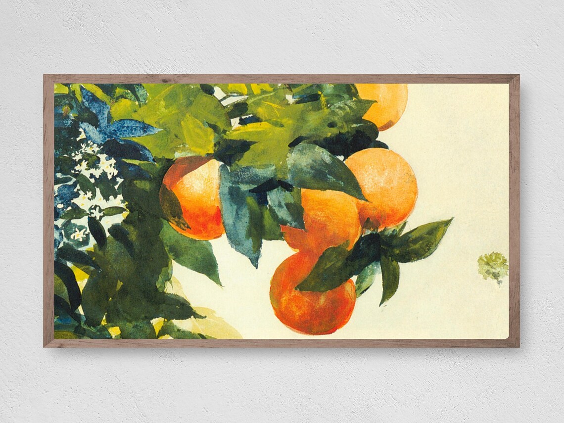 Orange Branch Art Print, Fruit Study for Kitchen Wall