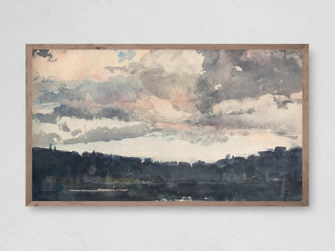 Lake at Dusk Art Print, Nature Landscape