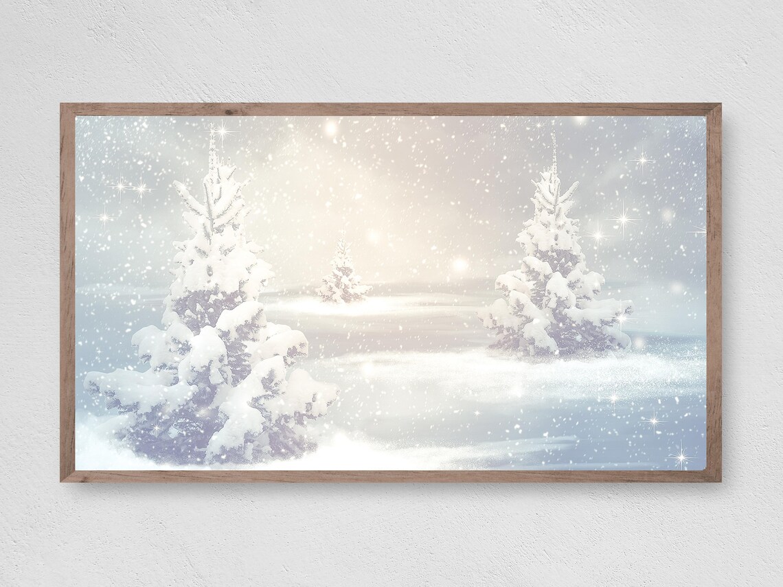 Vintage Winter Landscape Holiday Christmas Art Print