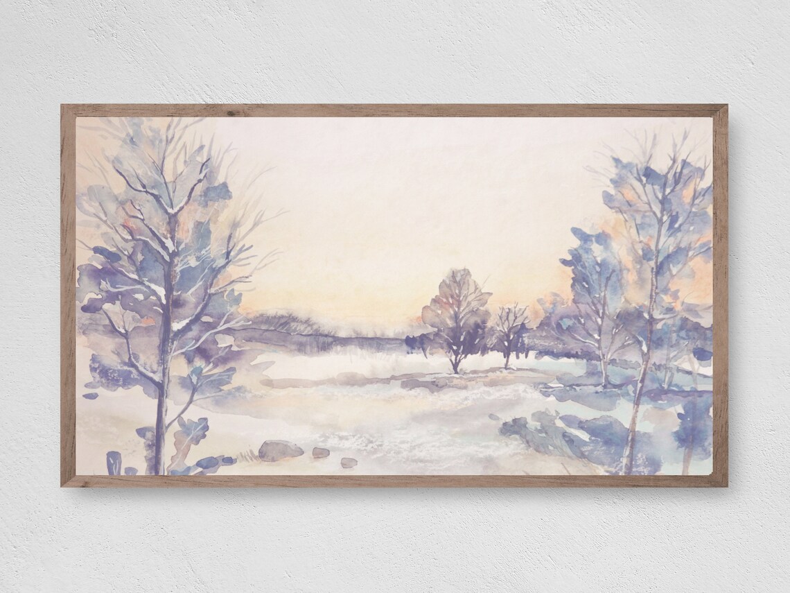 Winter Watercolor Christmas Snow Art Print