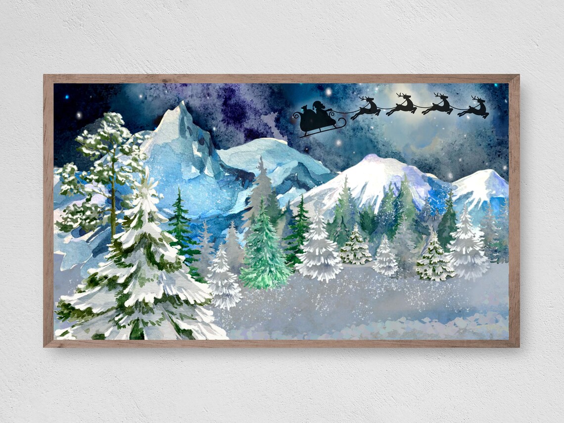 Christmas Santas Snowy Midnight Ride Art Print