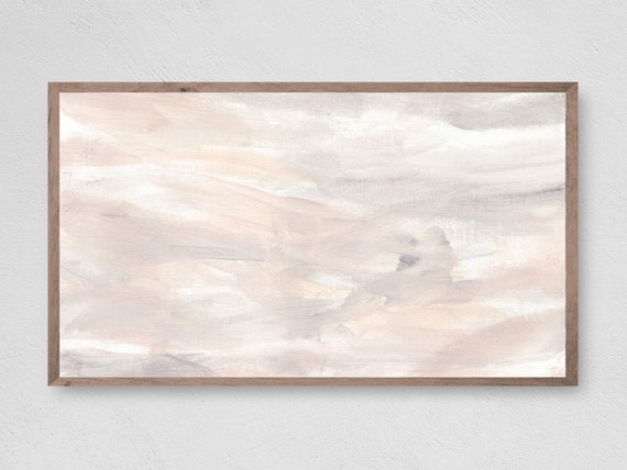 Frame Tv Art Abstract Neutral Waves Oil On Art Tv Modern Art Frame Tv Art Modern Decor