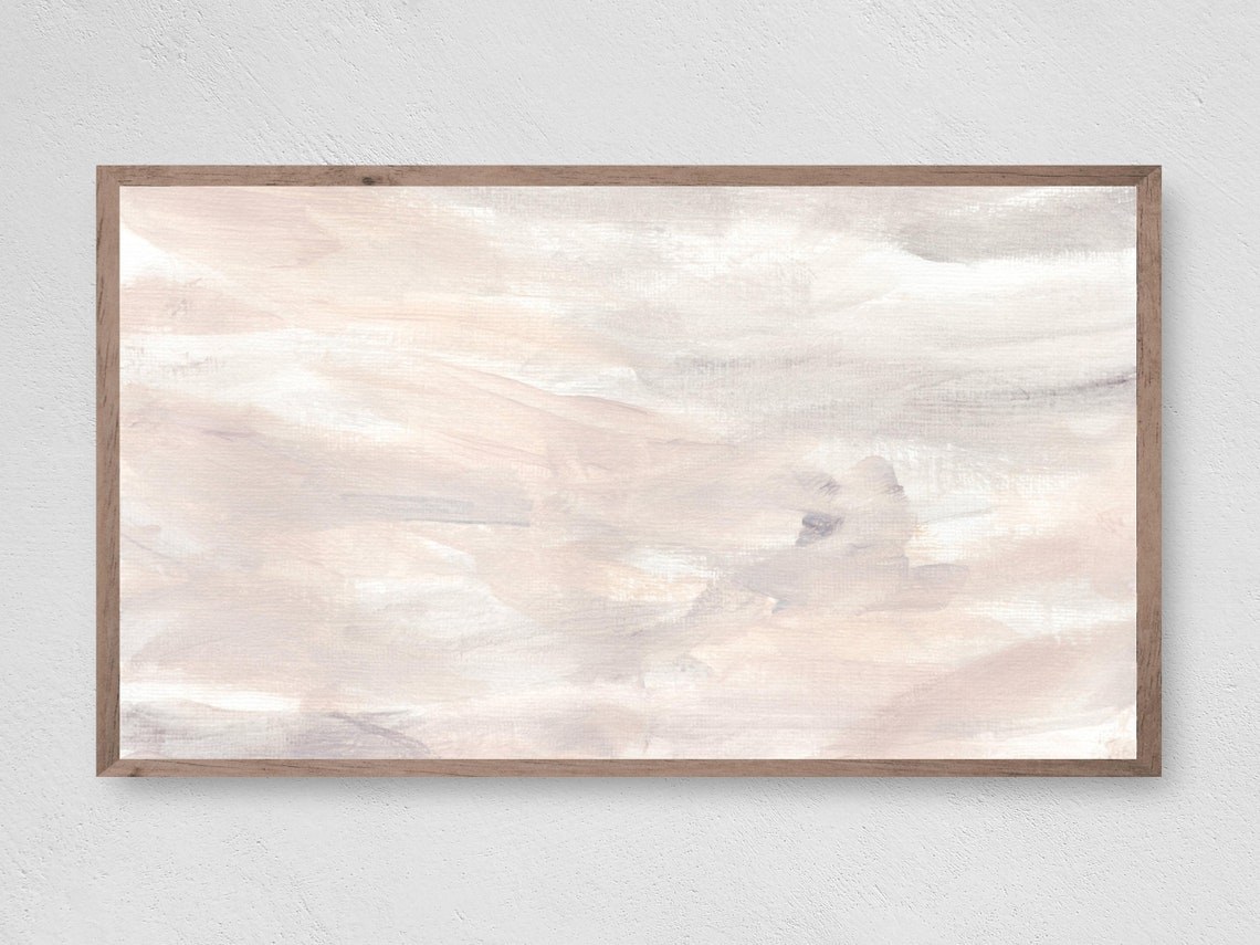 Abstract Neutral Waves Blush Beige White Horizontal Flow Art Poster