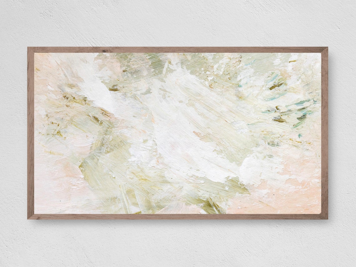 Blush Pink Sage Cream Dreamy Abstract Brushwork Wall Art Poster