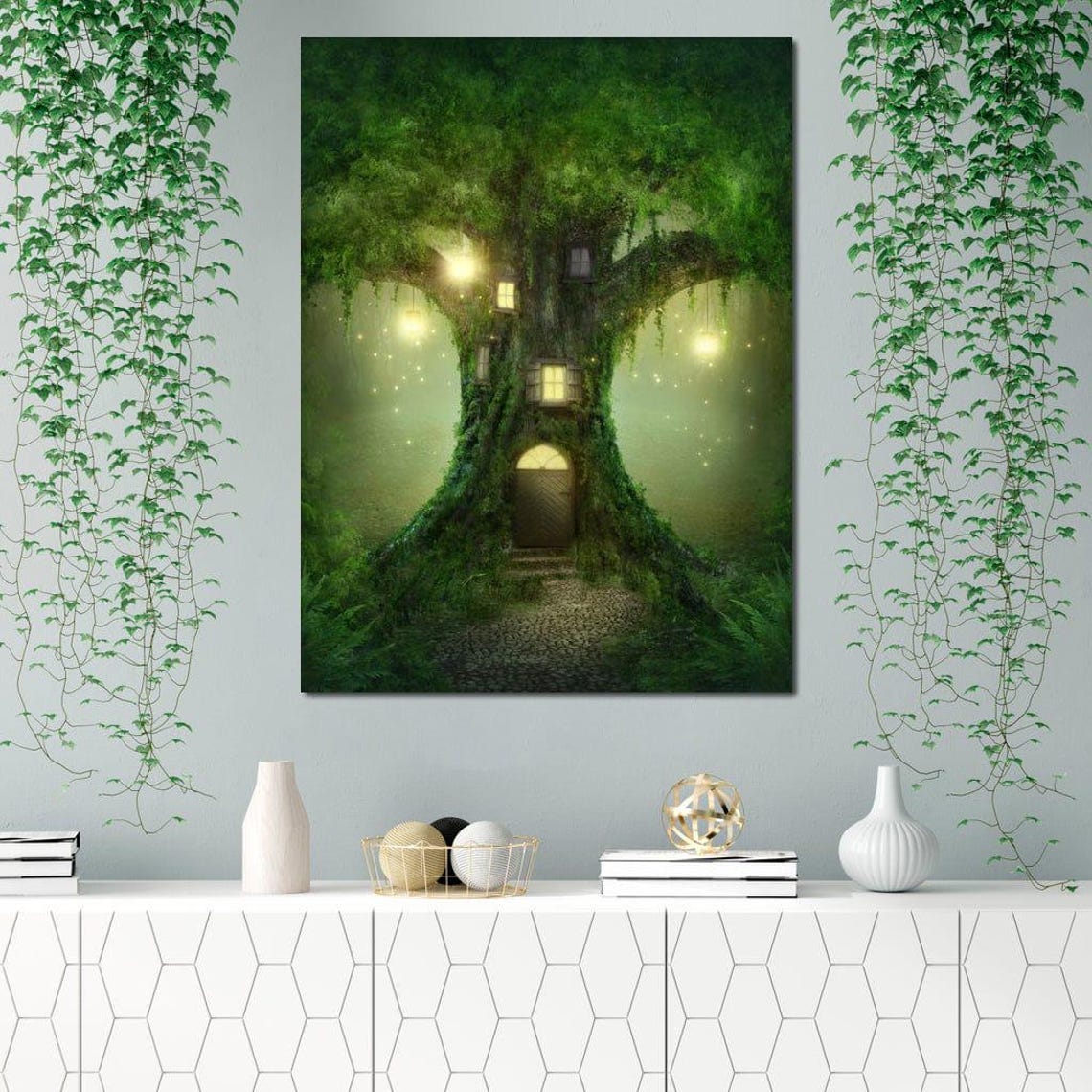 Enchanted Forest Treehouse Magical Night Glow Fantasy Whimsical Poster - Image 3