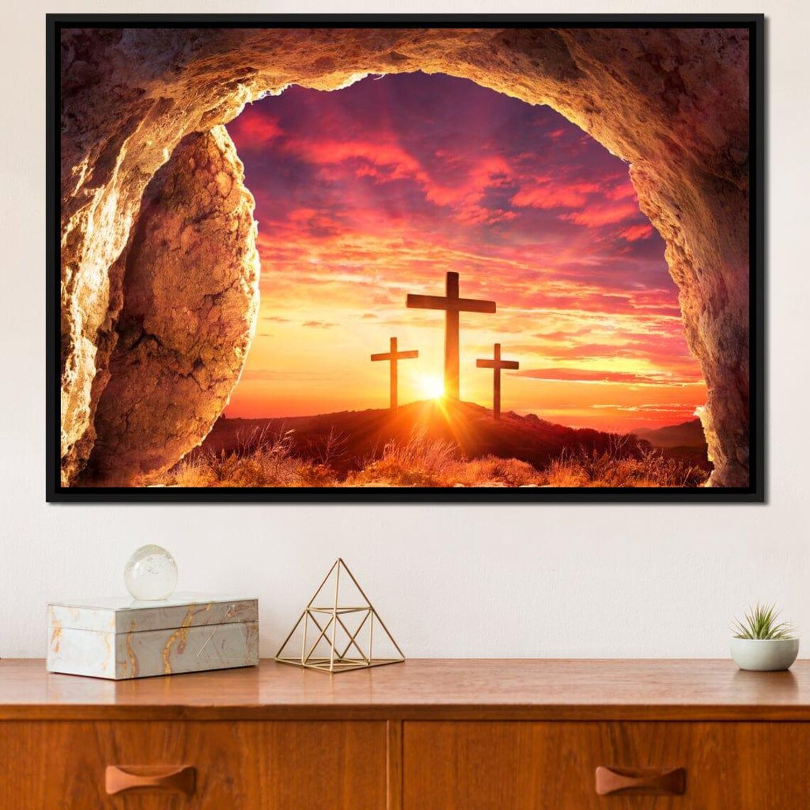 Resurrection Christian Cross Faith Wall Art Print - Image 2