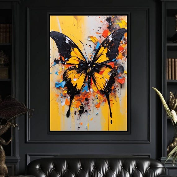 Whimsy Of Fluttering Colors Butterfly Art Modern Home Decor Abstract Nature Inspired Vibrant Painting Bold Artwork By Nichecanvas