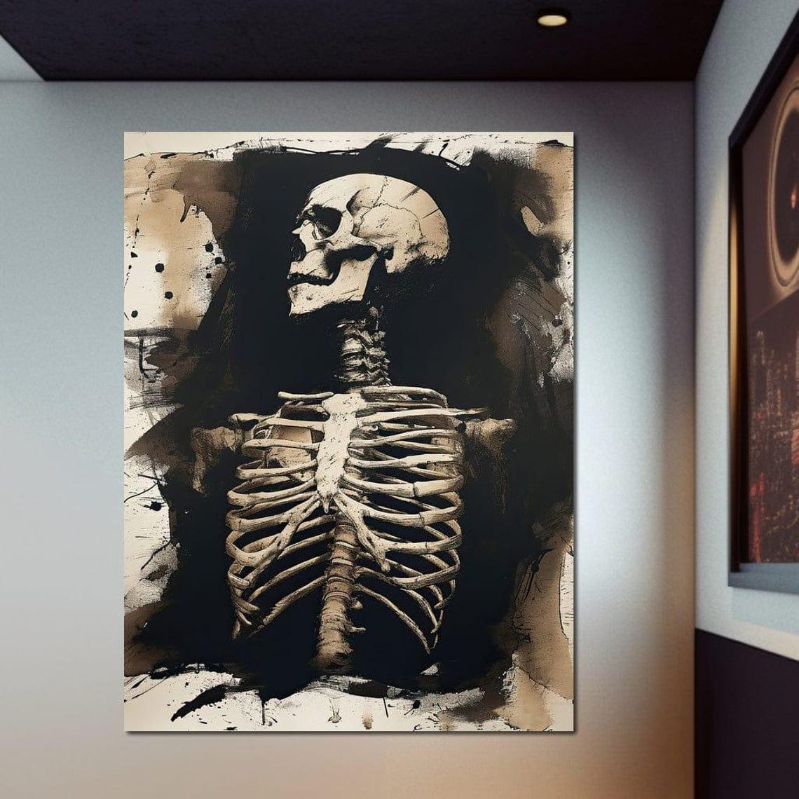 Memento Mori Skeleton Skull Ribcage Ink Dark Macabre Art Print - Image 4