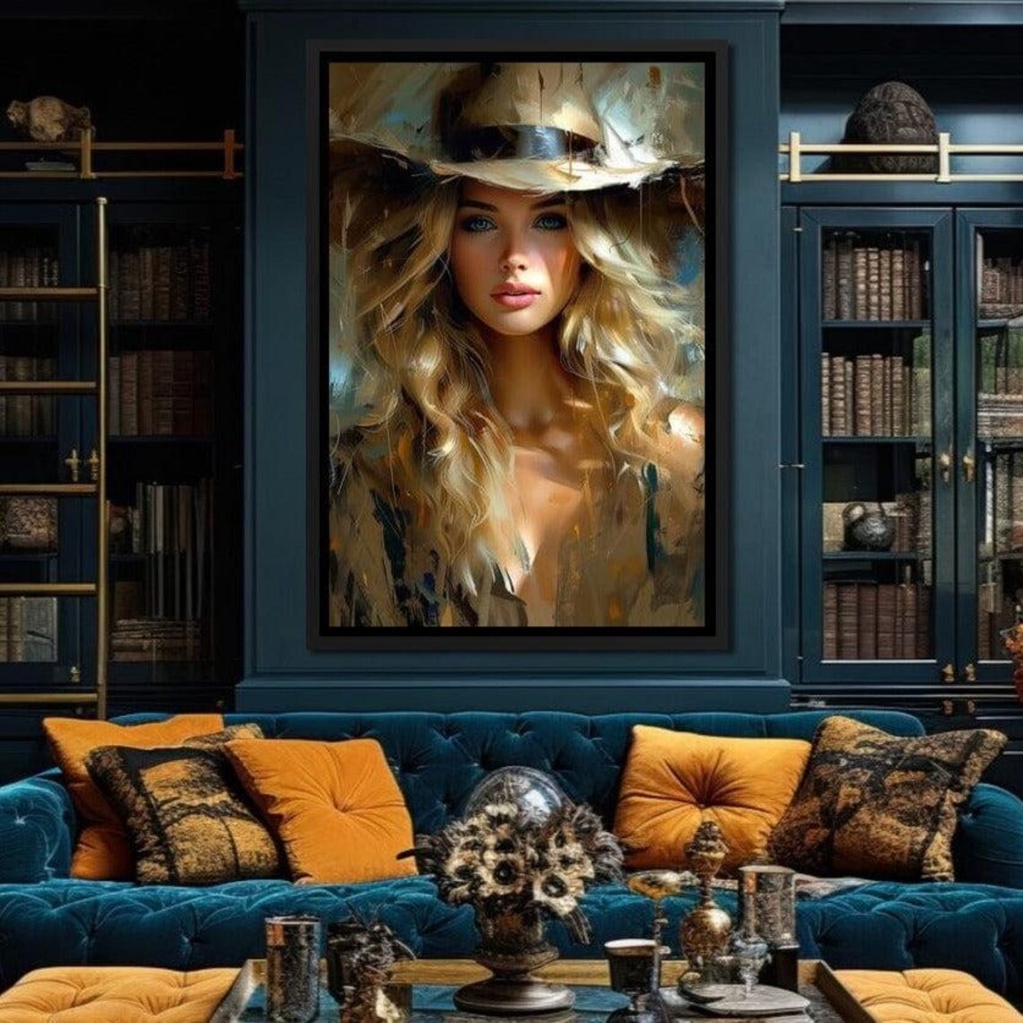 Golden Serenity Portrait, Contemporary Wall Art