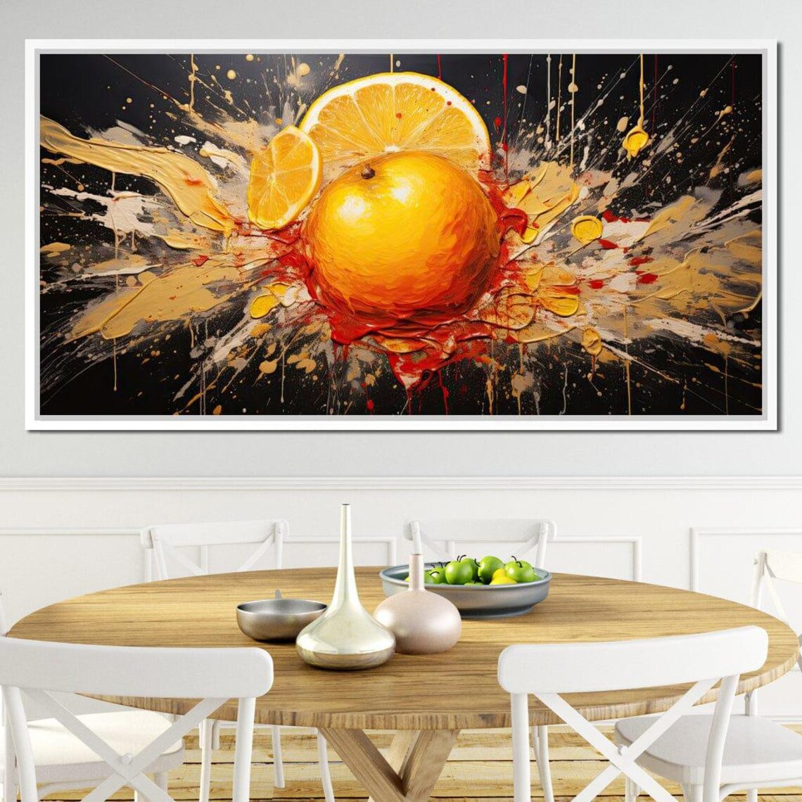Citrus Splash Symphony Fruit Wall Art Colorful Kitchen Decor Abstract Orange Yellow Red Home Decor By Nichecanvas - Image 3