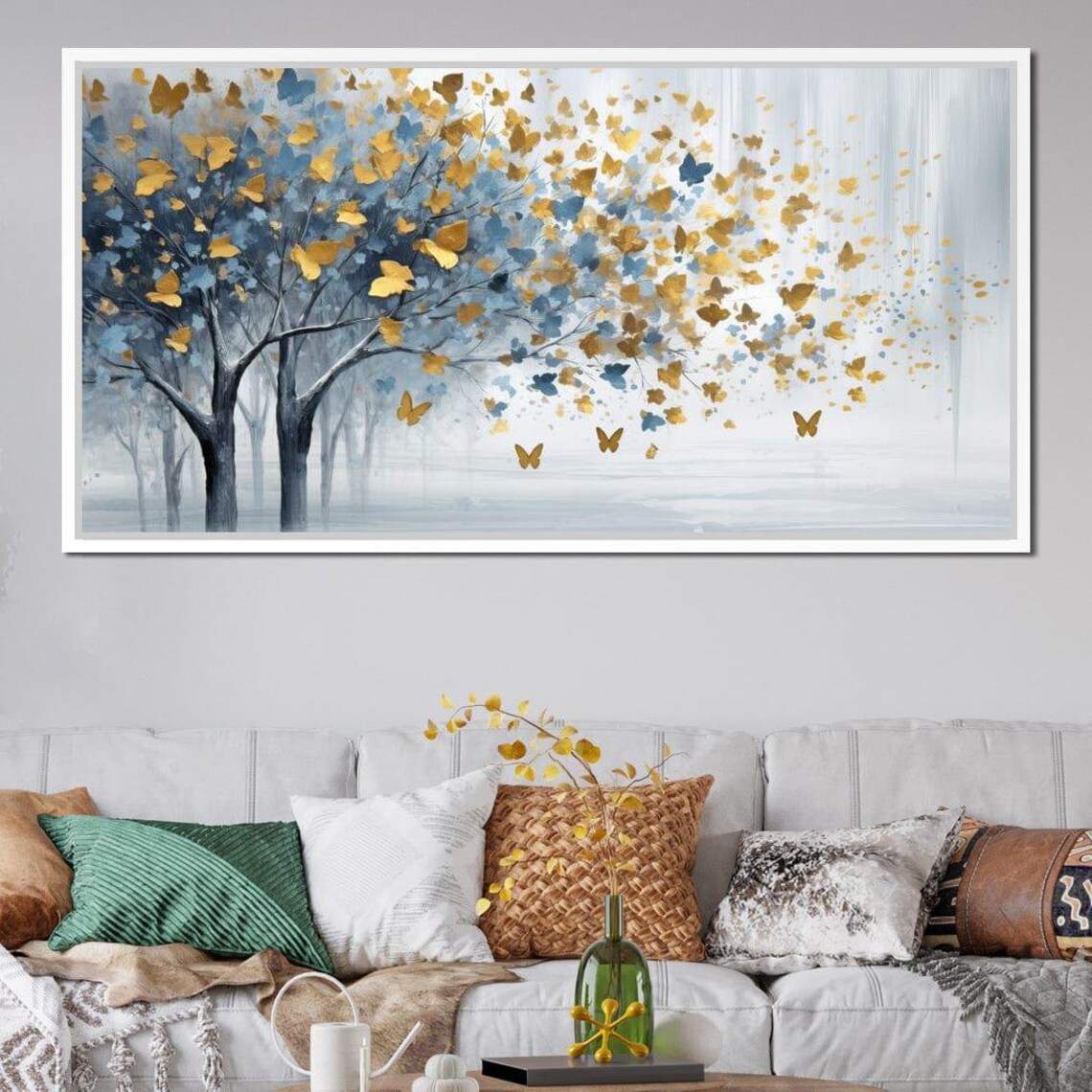 Blue and Gold Grove Nature Abstract Art Print - Image 4