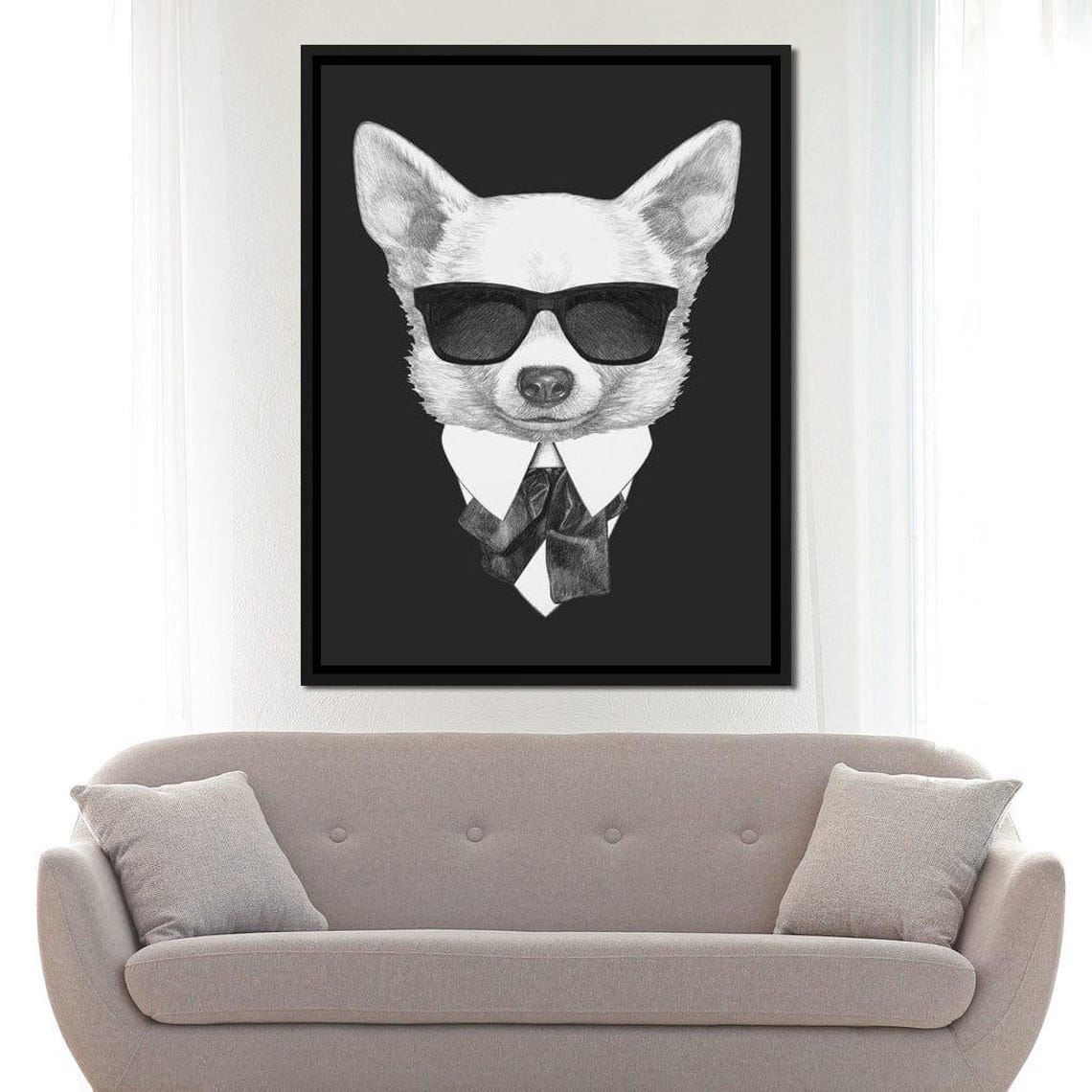 Stylish Chihuahua Sunglasses Bow Tie Black White Funny Pet Poster - Image 2