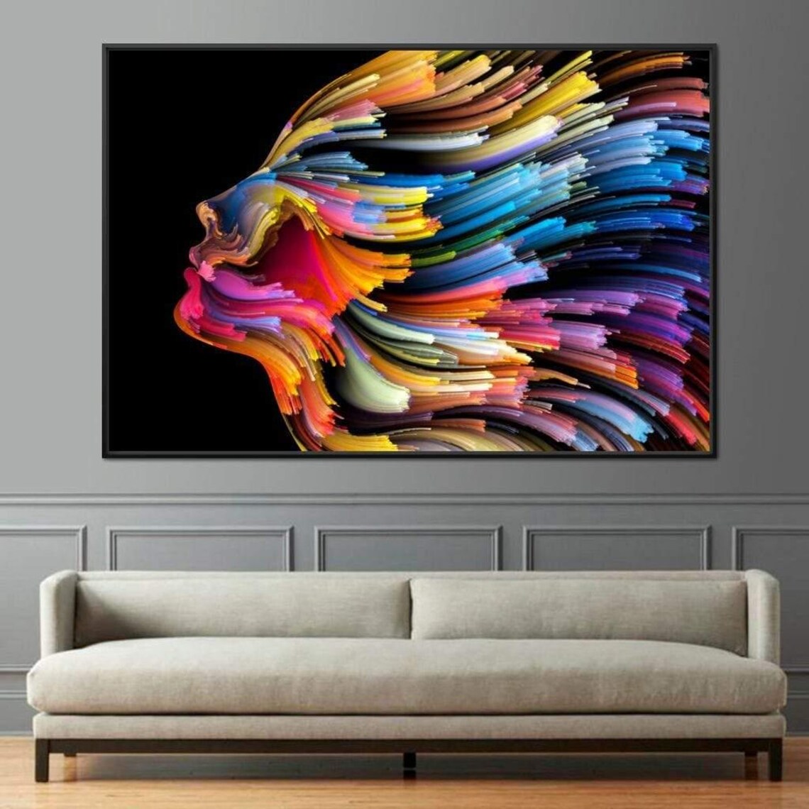 Psychedelic Face Colorful Abstract Modern Art Print