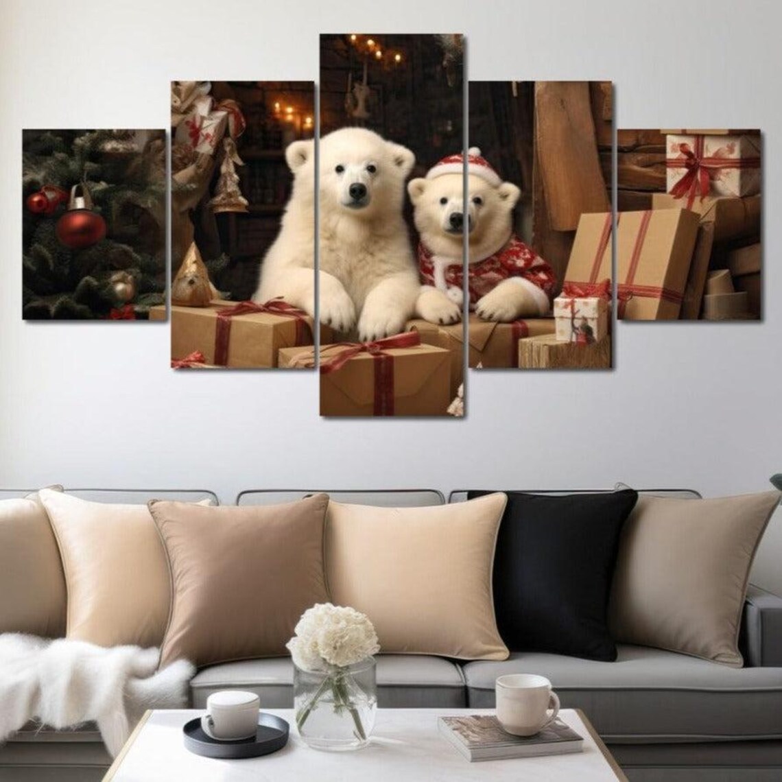 Christmas Spirit Bears, Festive Holiday Art Print - Image 4
