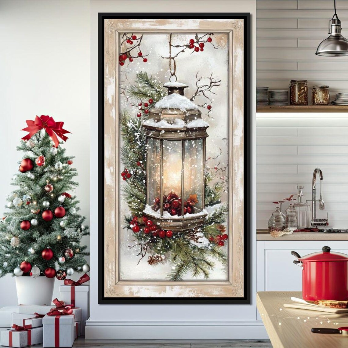 Rustic Christmas Lantern, Winter Holiday Wall Art - Image 4