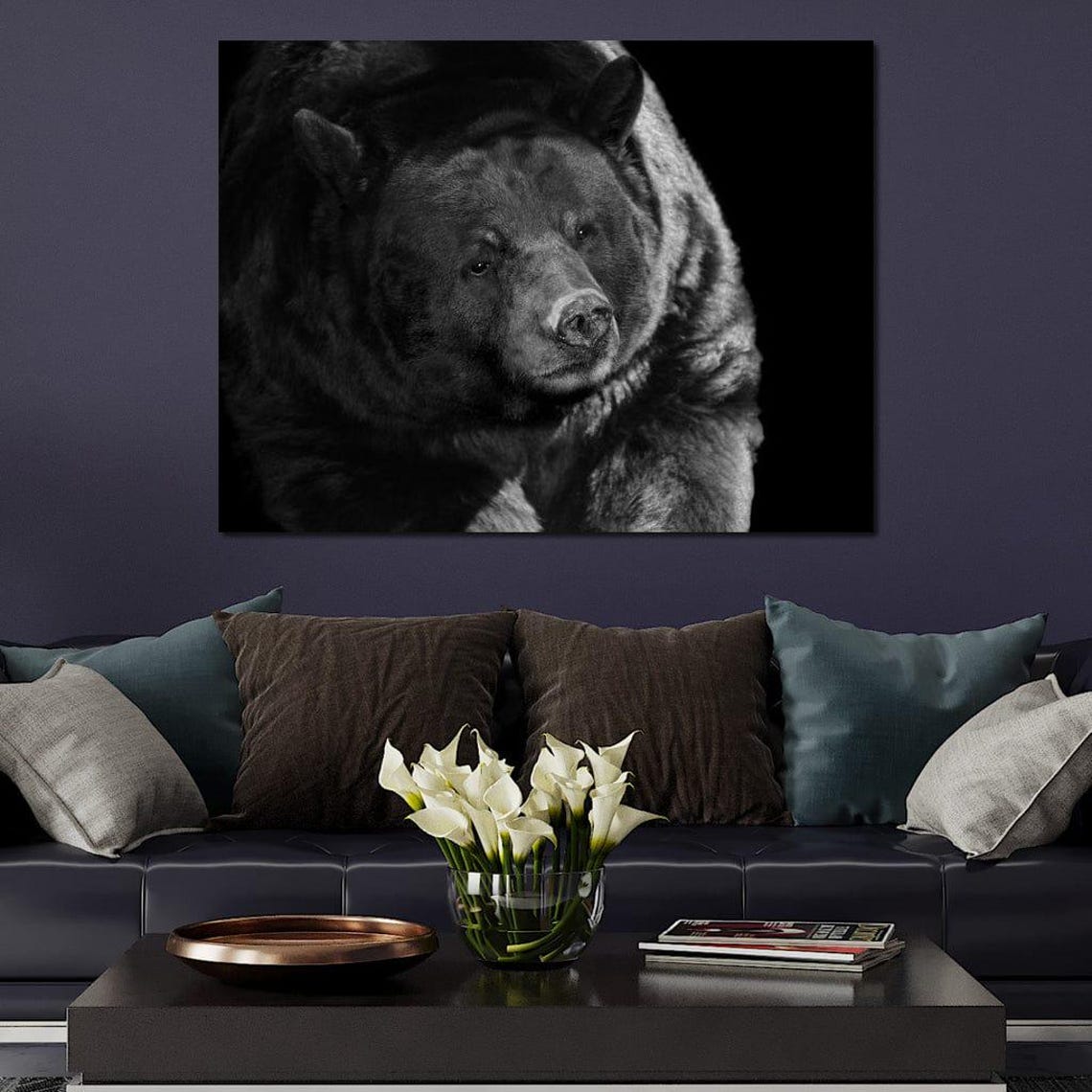 Black Bear Portrait Monochrome Wildlife Photography Fine Art Print - Image 4