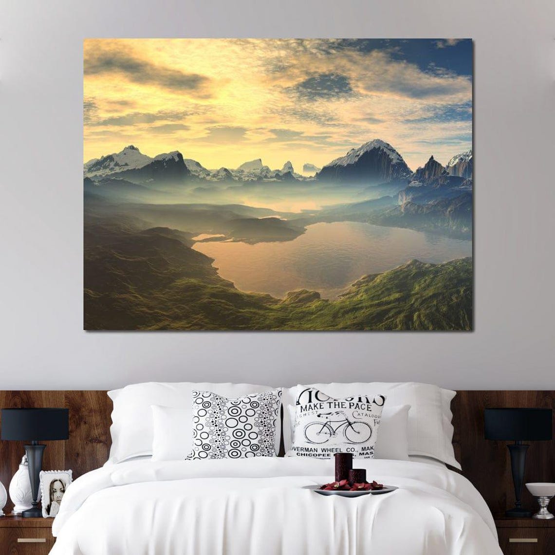 Morning Mist On Serenity Lake Peaceful Home Decor Mountain Landscape Nature Wall Art Tranquil Scenery By Nichecanvas - Image 3