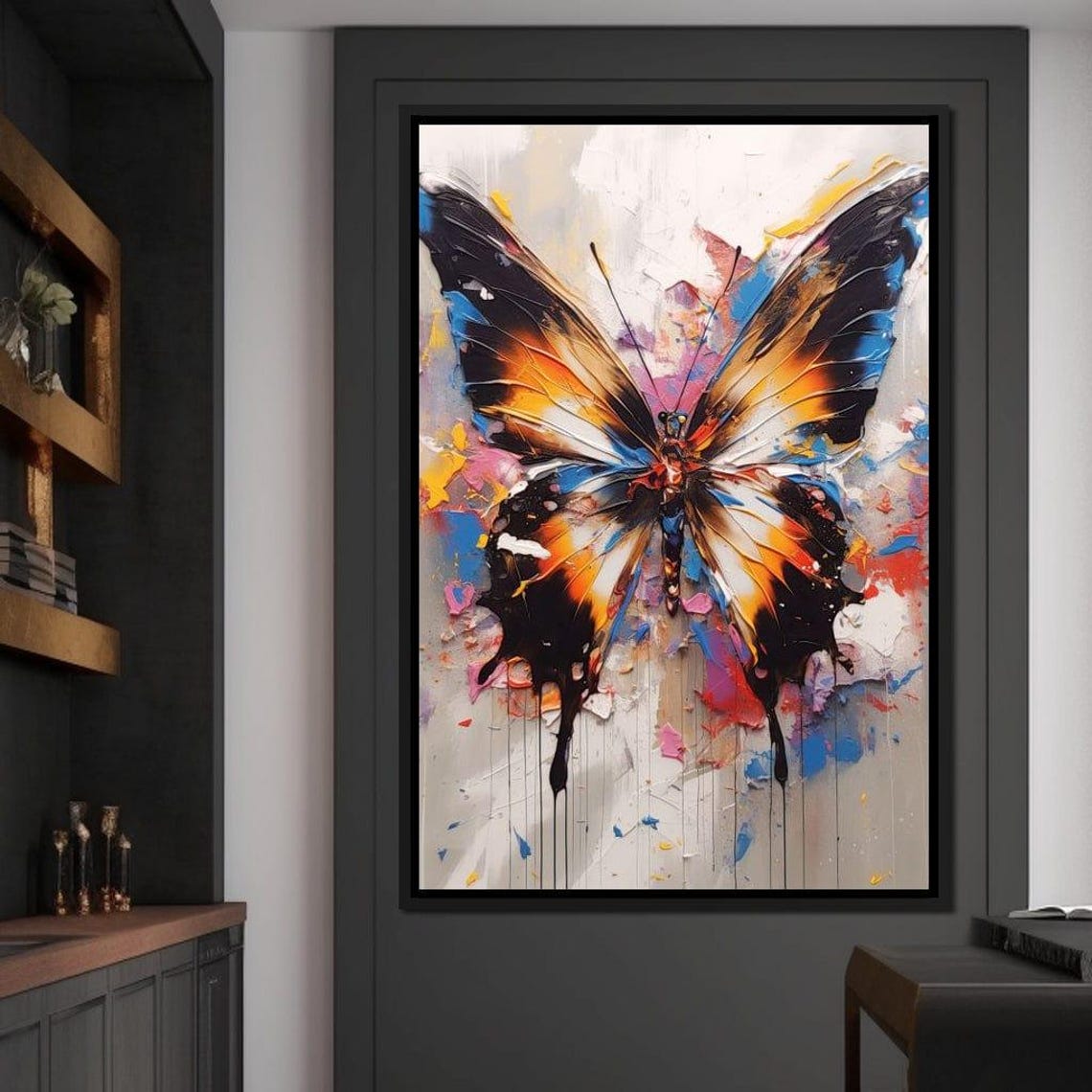 Psychedelic Lepidoptera Colorful Butterfly Wall Art Vibrant Modern Decor Unique Home Boho Art Print By Nichecanvas