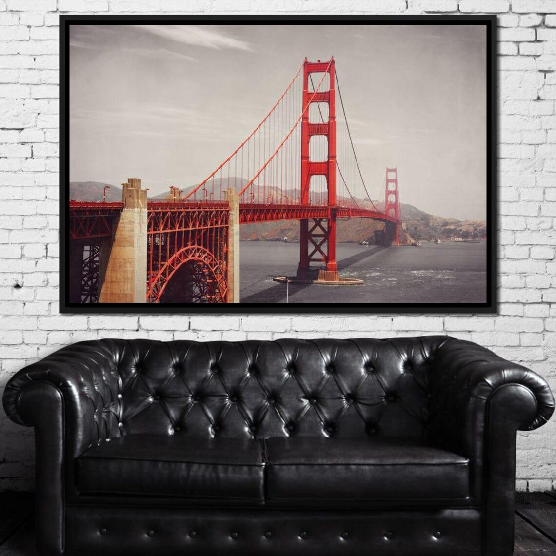 Golden Gate Bridge San Francisco Red Landmark Retro Photography Poster - Image 2