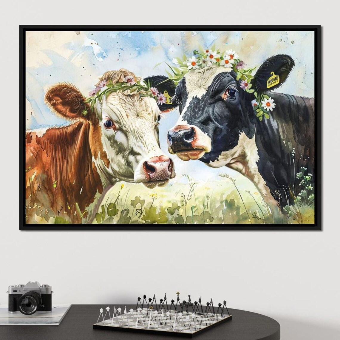 Sweet Cows Flower Crowns Meadow Watercolor Farmhouse Wall Art Poster - Image 2