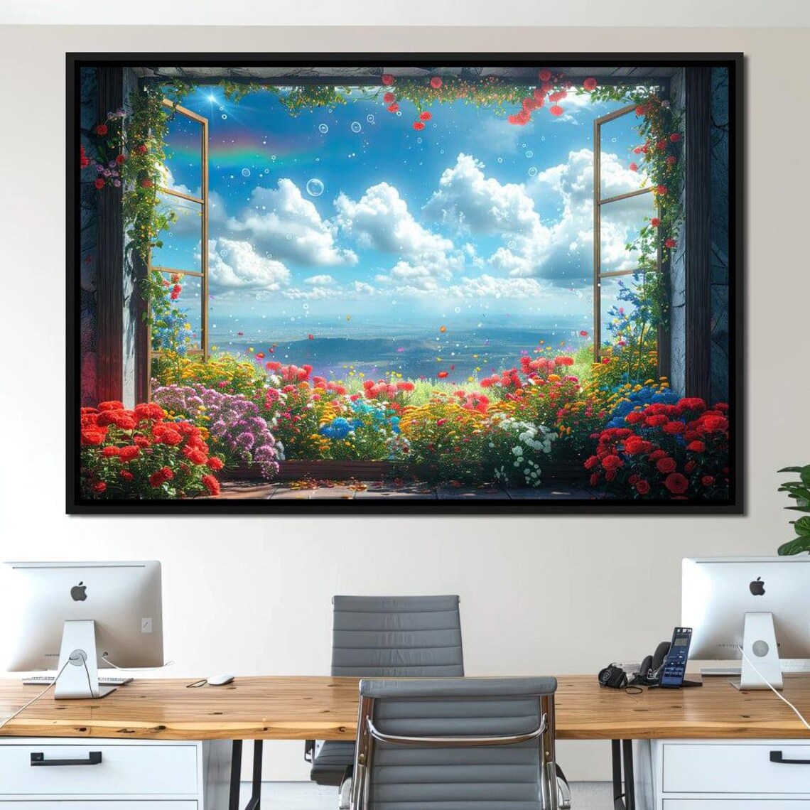 Blossom Breeze Panorama, Floral Garden Wall Art Print - Image 4