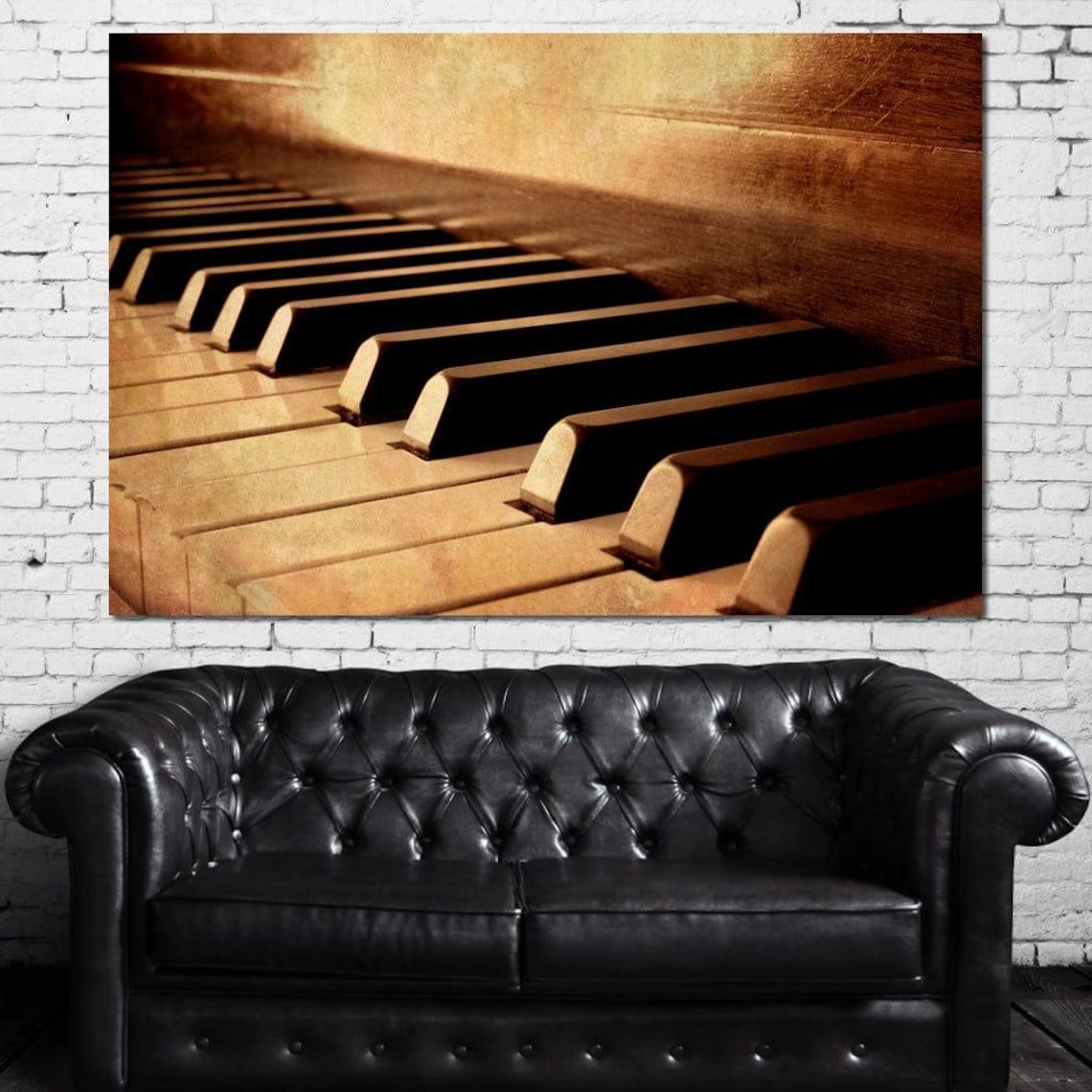Vintage Piano Keys Close Up Sepia Rustic Music Lovers Wall Art - Image 3