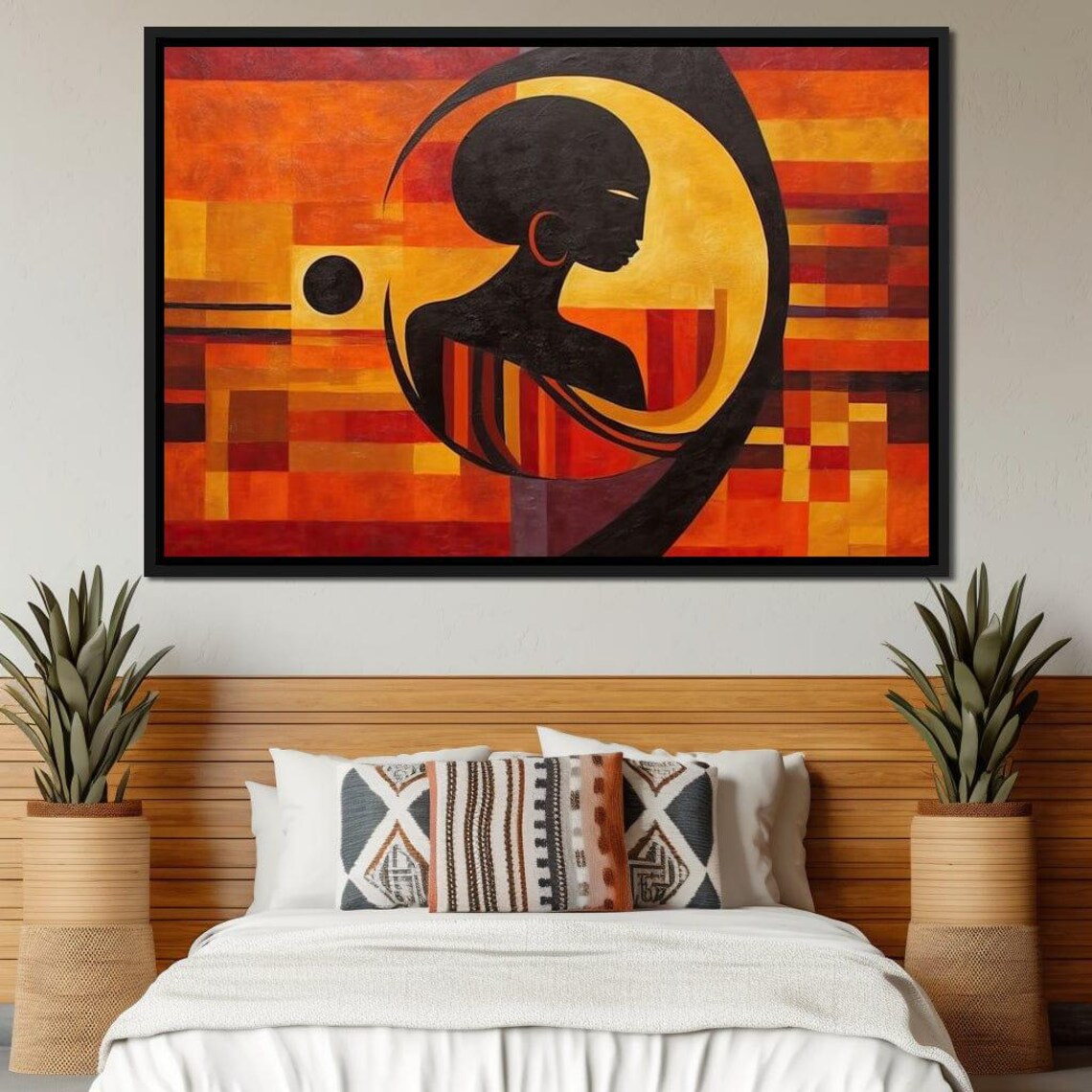 Gede Sakeem Gibbs African Abstract Art Orange Yellow Gray Modern Wall Decor By Nichecanvas - Image 3