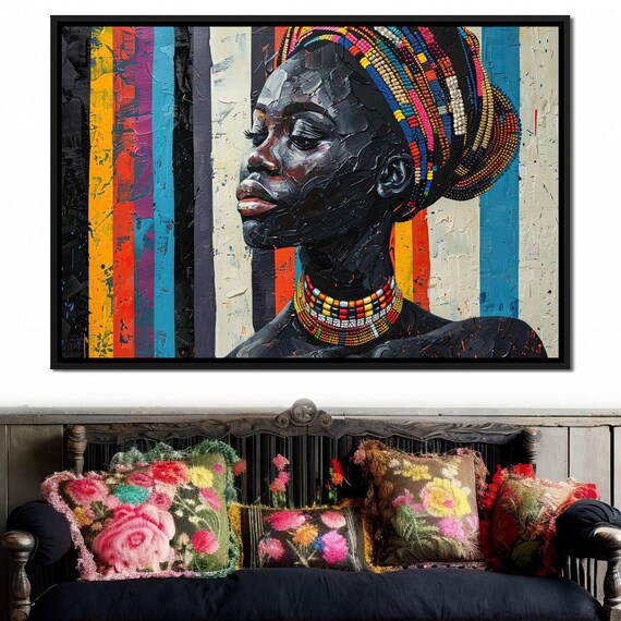 Colors First Sakeem Gibbs Abstract Portrait Wall Art African Cultural Art Vibrant Modern Decor By Nichecanvas