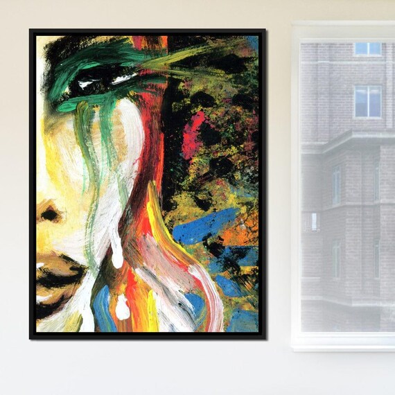 Vivid Emotions Multicolor Expressionist Female Portrait Abstract Art Poster
