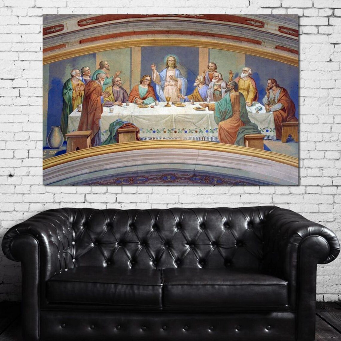 Last Supper Fresco Jesus Apostles Church Biblical Scene Art Poster - Image 3