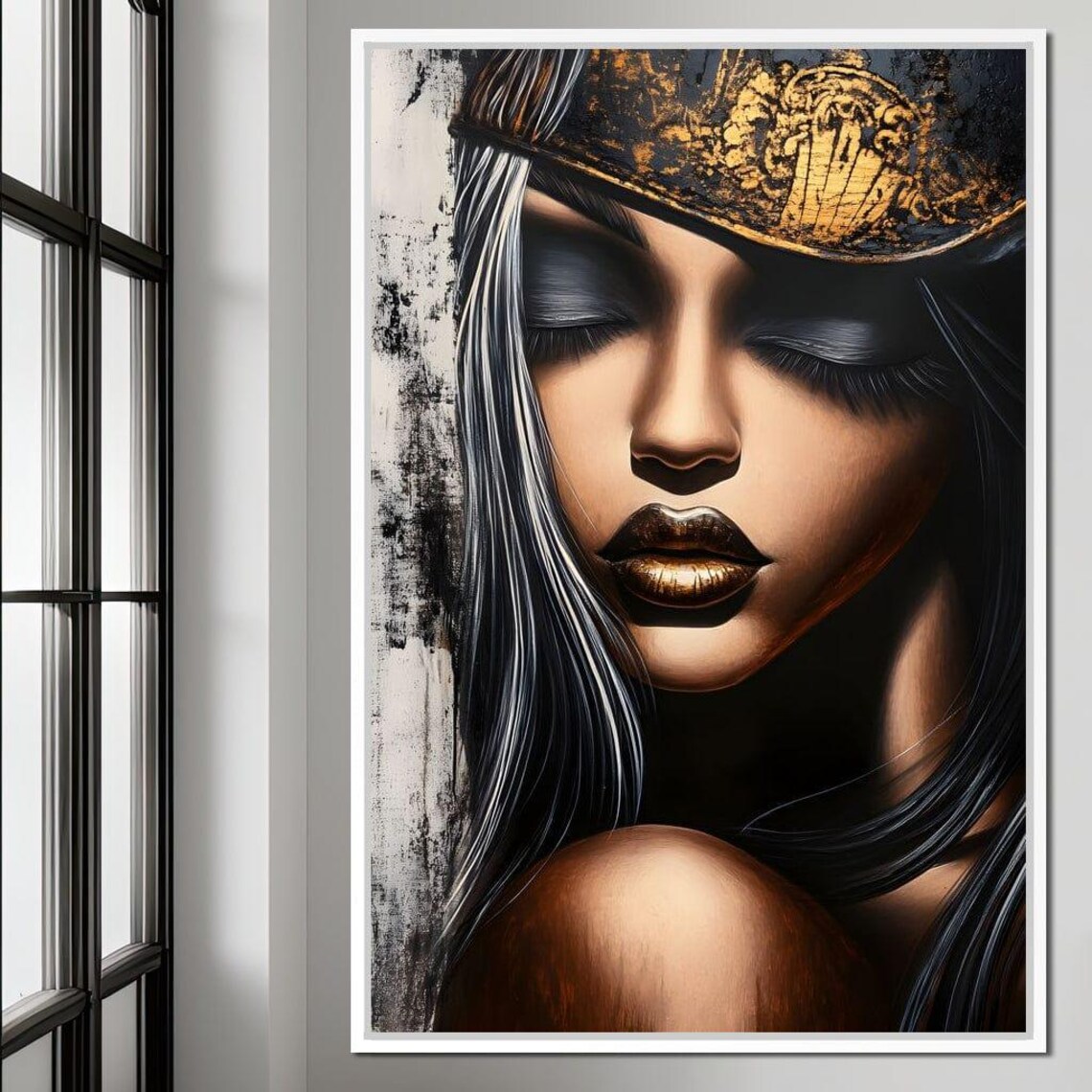 Golden Dreams Portrait Elegance, Modern Home Decor