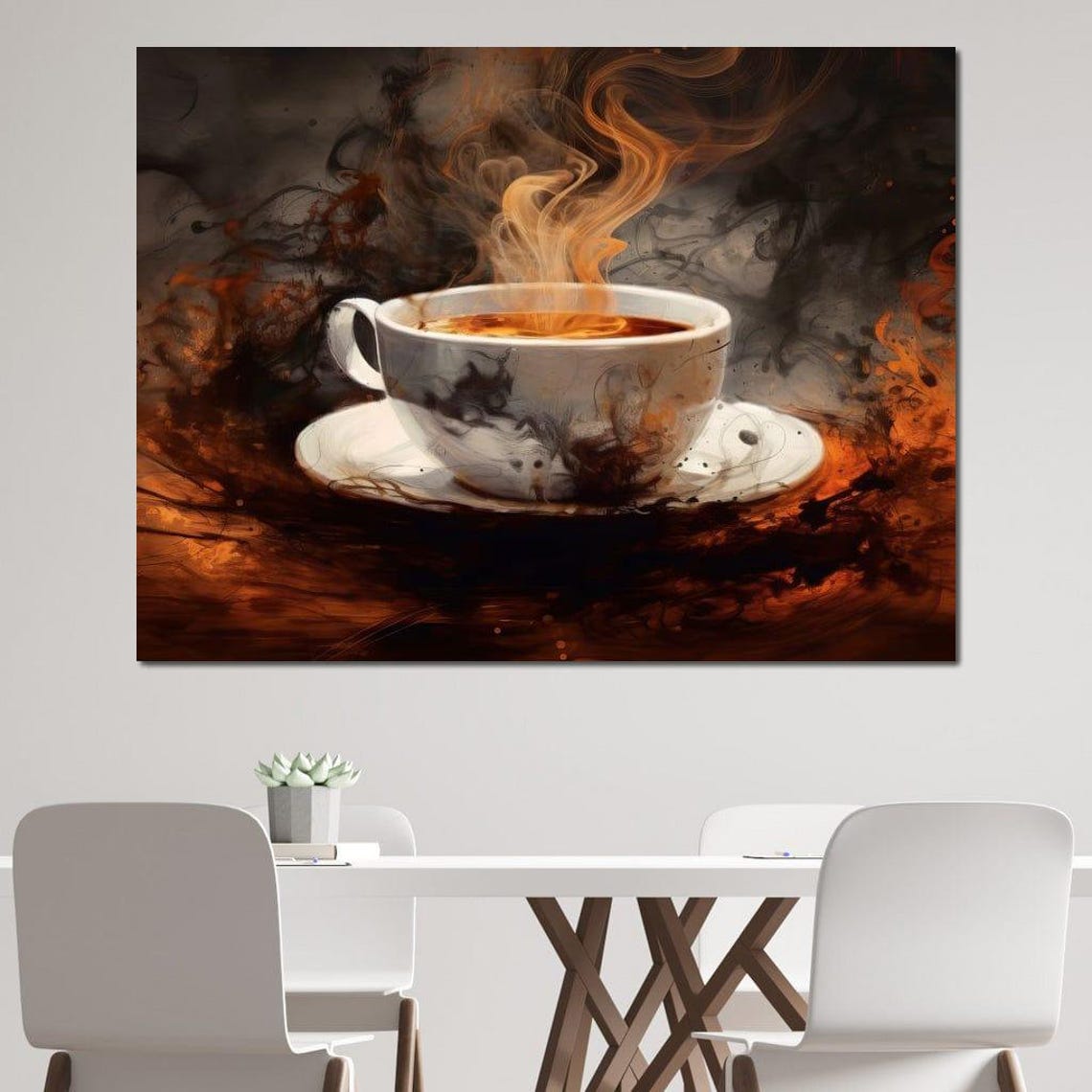 Mocha Latte Creation Steaming Coffee Fiery Smoke Kitchen Poster - Image 3