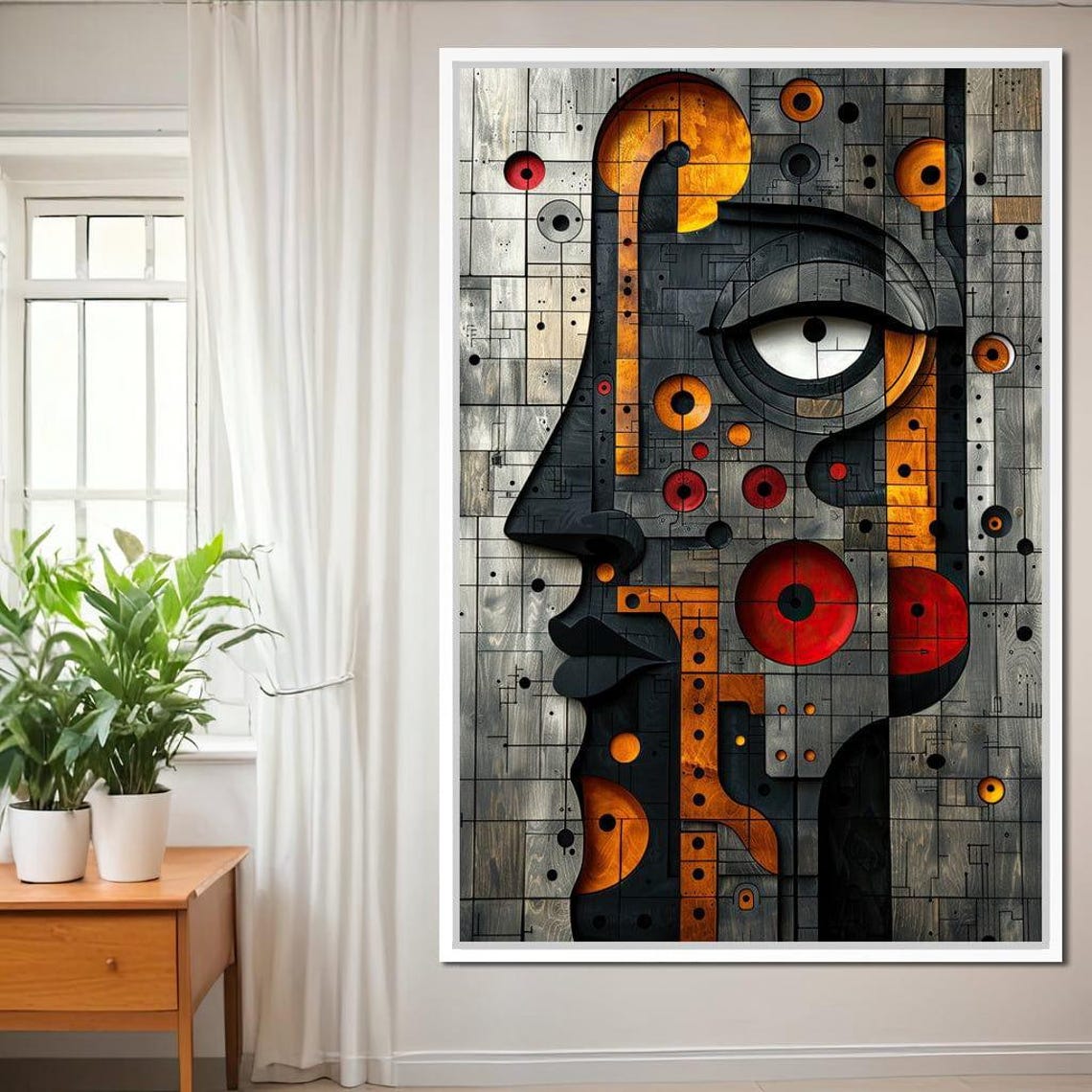 Geometric Fusion Enigma Cole Williams Modern Geometric Art Bold Orange Yellow Patterns Home Decor Unique Wall Art By Nichecanvas - Image 2