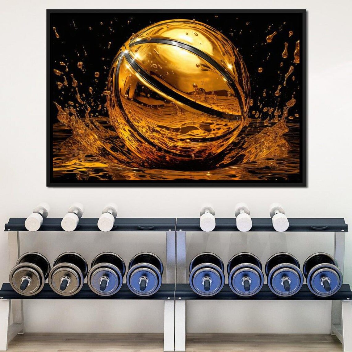 Golden Basketball Sports Wall Art Decor Home Decor Modern Gold Basketball Art Ideal For Athletes Fans Gift For Him By Nichecanvas - Image 3
