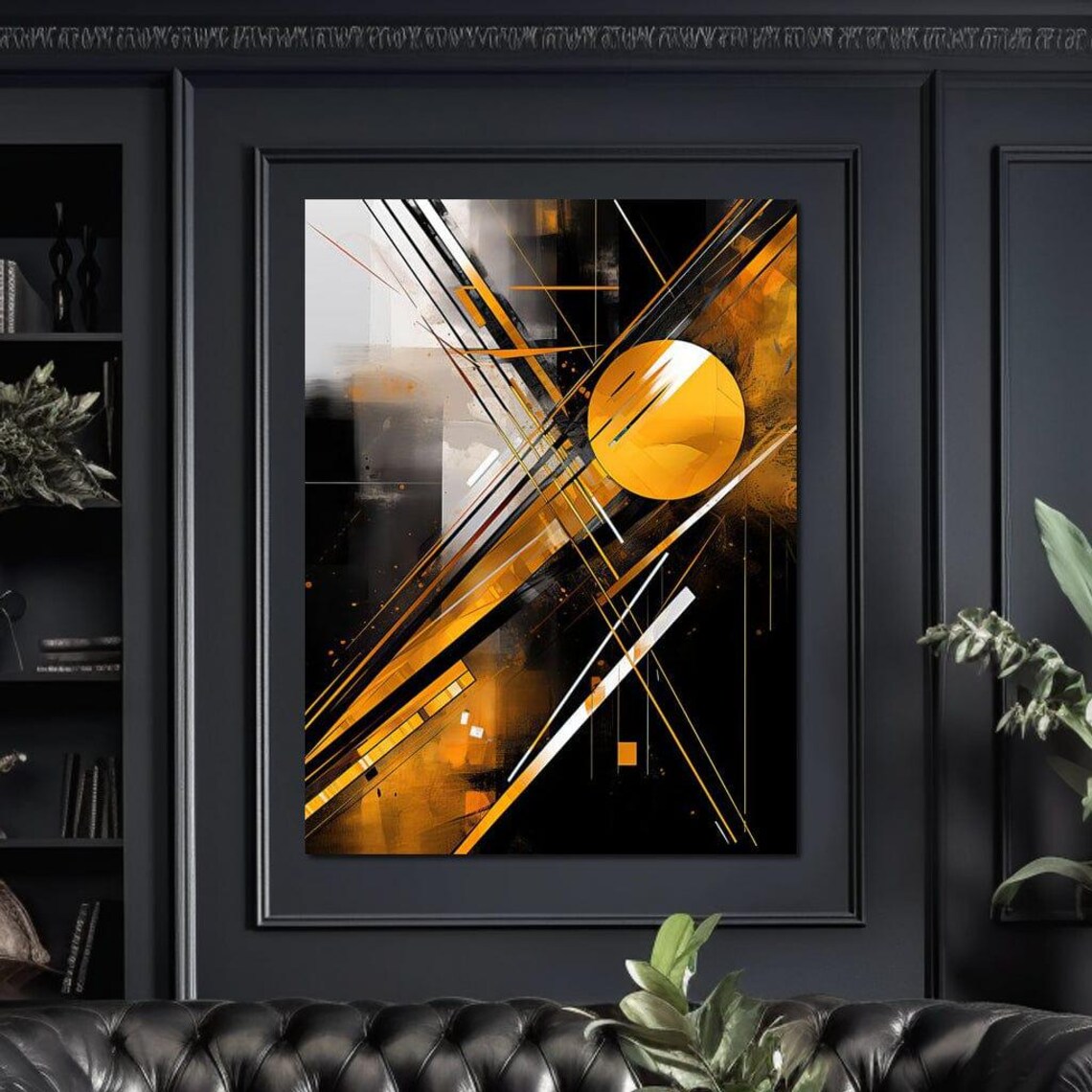 Black Gold Geometric Abstract Golden Sun Lines Modern Minimalist Print - Image 4
