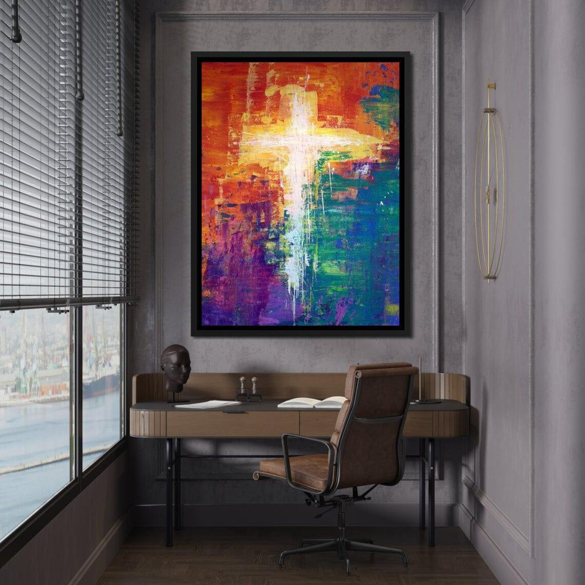 Abstract Cross Christian Art Print, Vibrant Faith - Image 2
